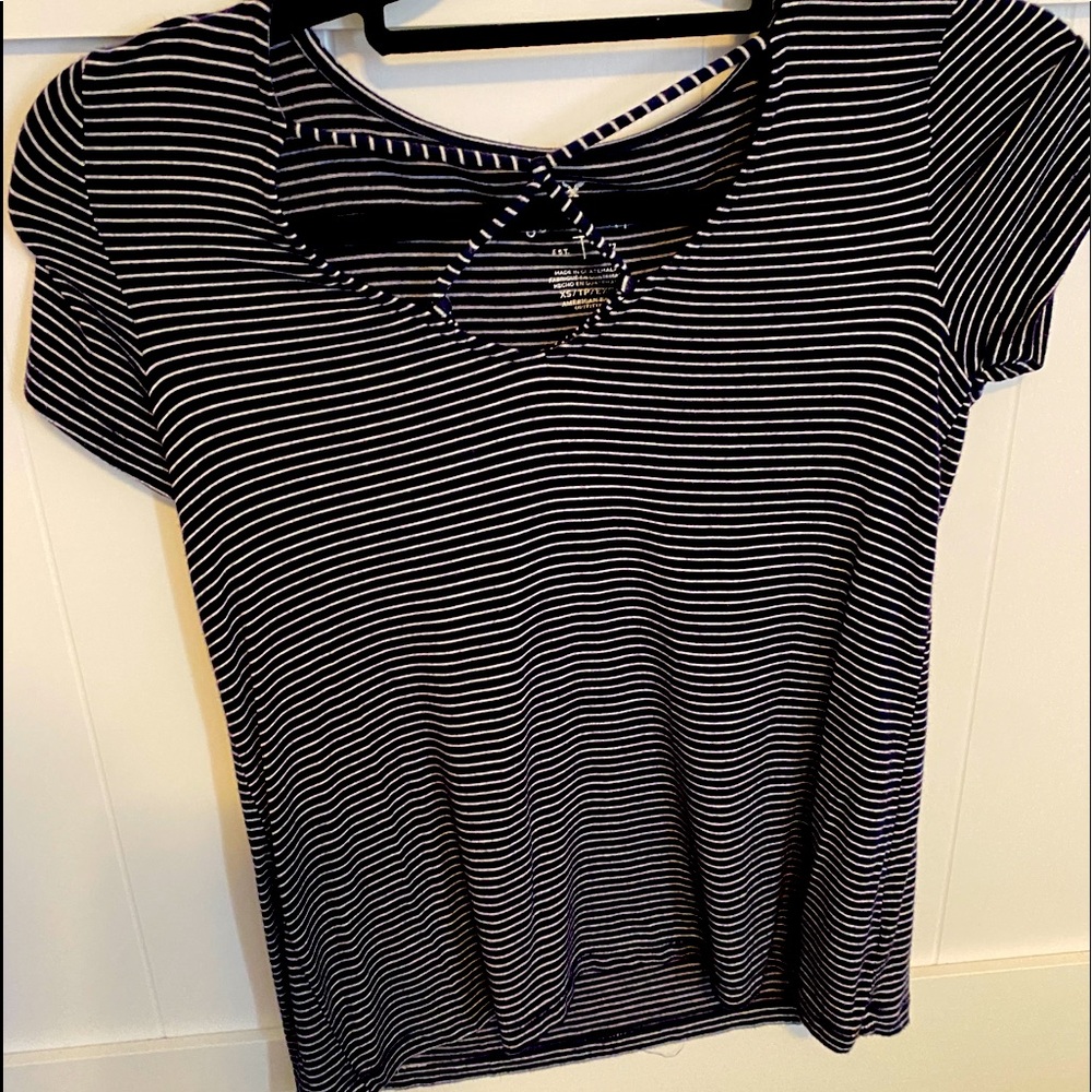 Soft & Sexy white and blue stripped tee
